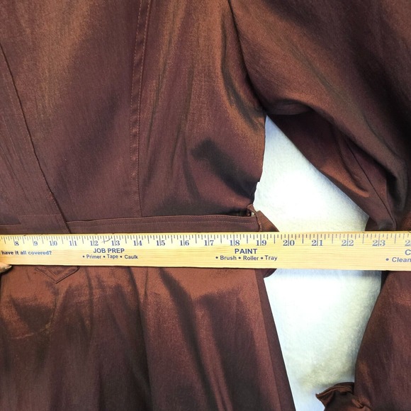 Samuel Dong Coat Women L Brown Metallic Ruffle Steampunk Satin Gothic Vintage - Picture 12 of 16